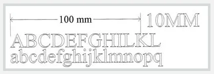 Illustration to show 10mm lettering