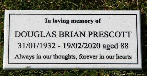 Corian is such a good material for memorial plaques - easy to read and low maintenance. Everest Engraved Corian Memorial Plaque