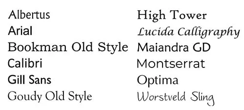 Fonts for engraved plaques and signs.