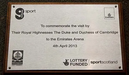 Laser engraved stainless steel plaque.