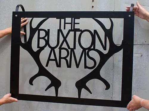 We use 3mm aluminium as standard but it could be mild steel and 3mm or 5mm. Cut Out Metal Sign