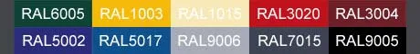 RAL colours of the various compsite boards. RAL Board Colours