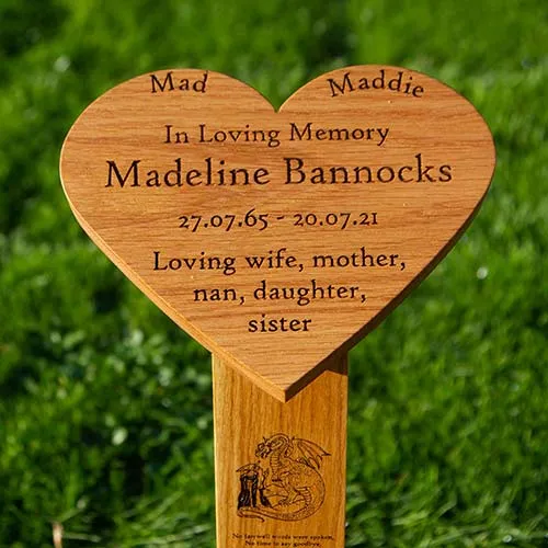 We make a large range of wooden memorials. Heart Memorial on Post