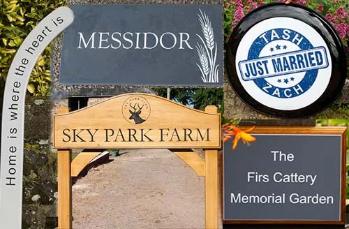 Click on this image to see more. Huge range of signs for home & business, memorials & engraved plaques plus wheel covers.