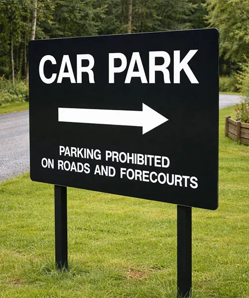 Aluminium Sign with Channels on Posts