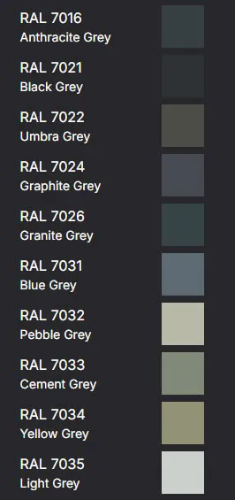 RAL Colours - Greys