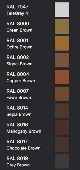 RAL Colours - Browns
