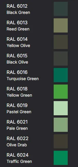 RAL Colours - Greens