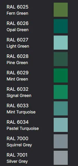 RAL Colours - Greens