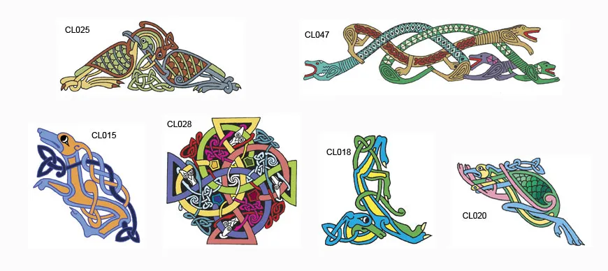 A selection of full colour celtic and norse designs
