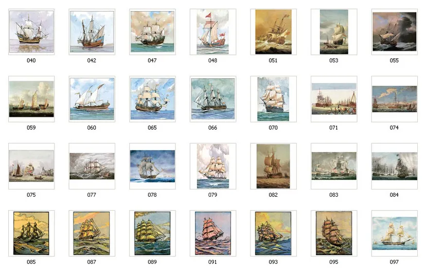 A selection of full colour images of sailing ships