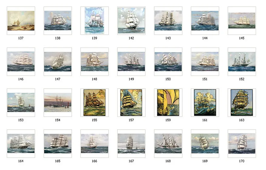 A selection of full colour images of sailing ships