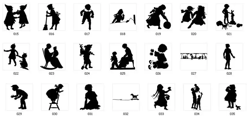 Vintage silhouette images of children