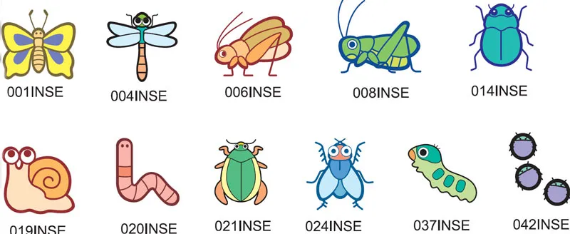 Fun childrens images for full colour printing - bugs and butterflies