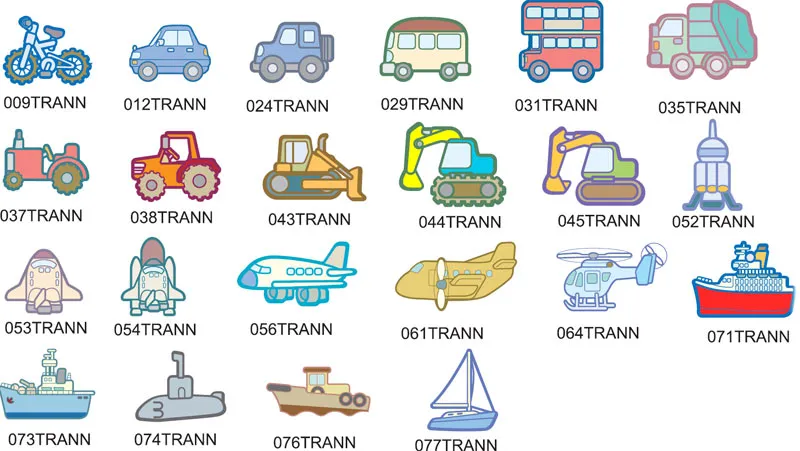 Fun childrens images for full colour printing - transport