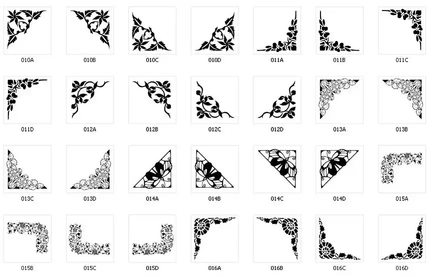 Corner designs to add to signs and memorials, nature, flowers, butterfly