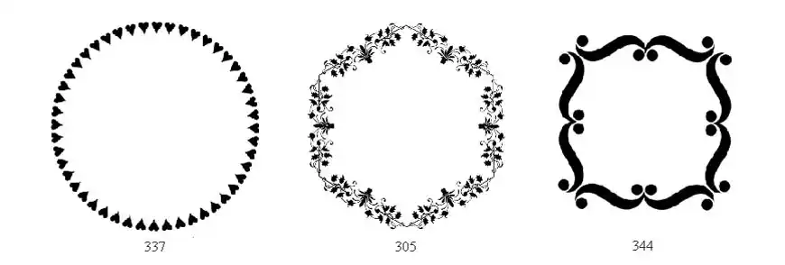 Round borders for signs and memorials, hearts, leaves (set 1)