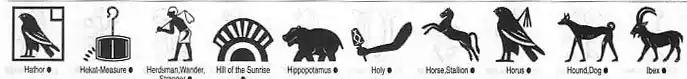 A selection of Egyptian images, heiroglyphics