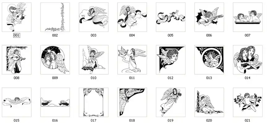 A selection of traditional angel and cherub designs