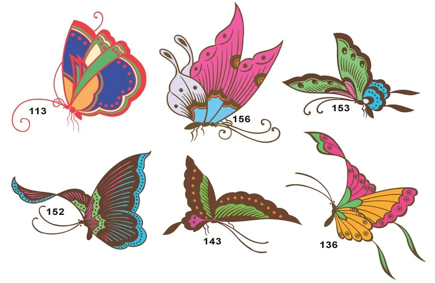 Full colour vector images of butterflies
