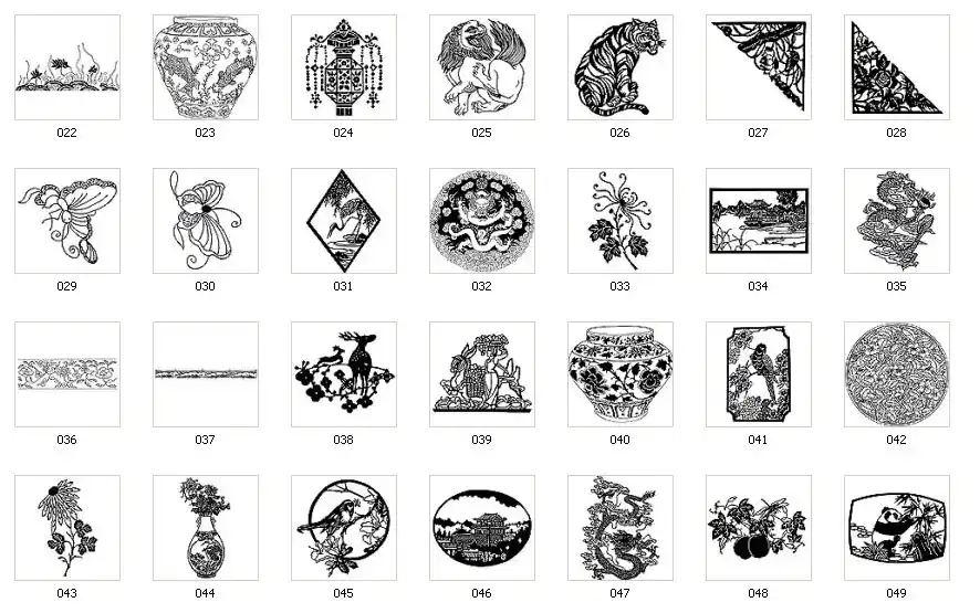 A collection of Chinese images, vase, plants, flowers, bird