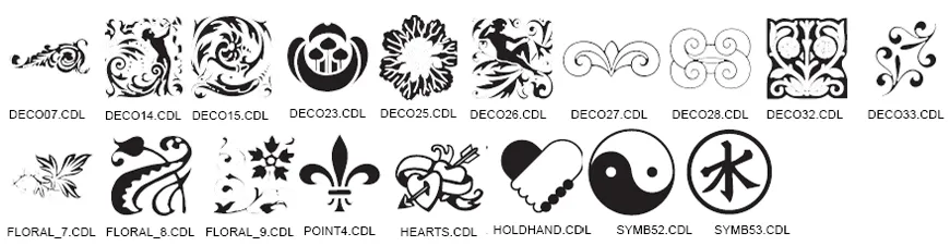 Decorative designs - heart, ying yang, leaf