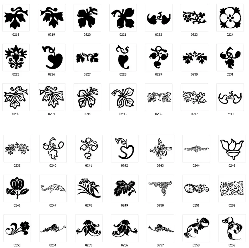 Decorative design elements, folio, flourish, leaf