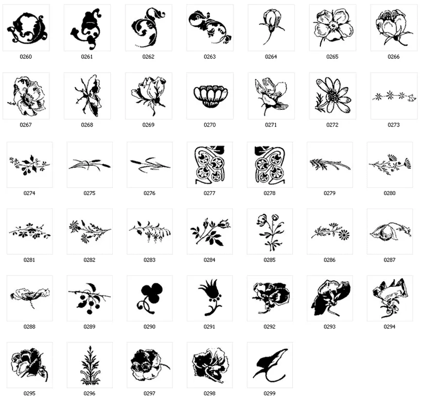 Decorative design elements, flourish, folio, flower, leaf, nature