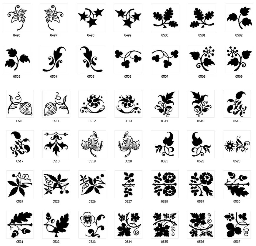 Decorative design elements, leaf, flower