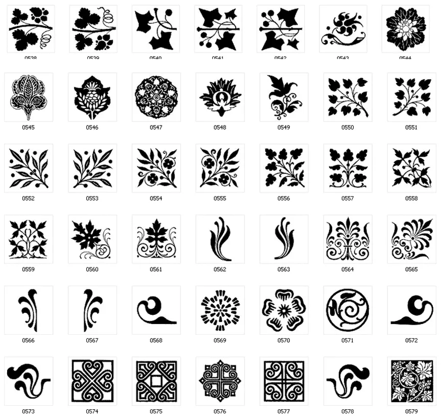 Decorative design elements, swirl, leaf, flourish