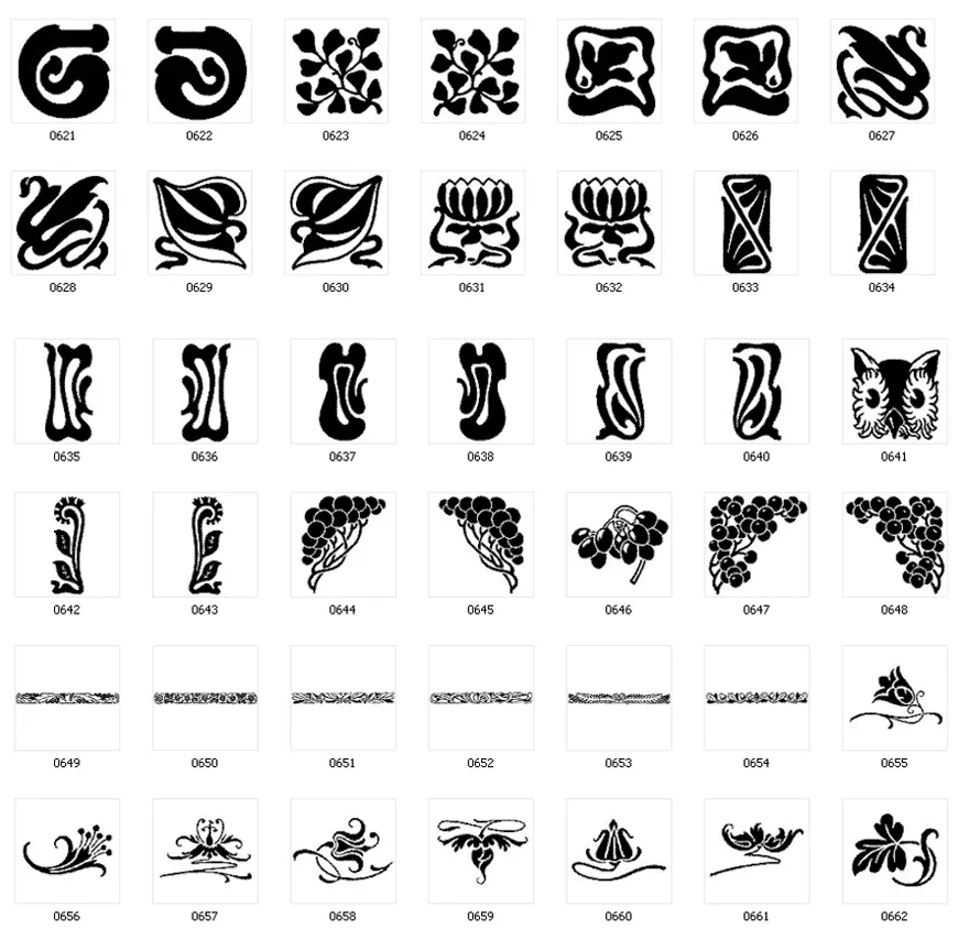 Decorative design elements, owl, grapes, flourish