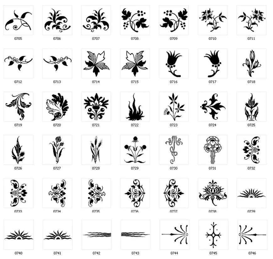 Decorative design elements leaf, flower, sunrise