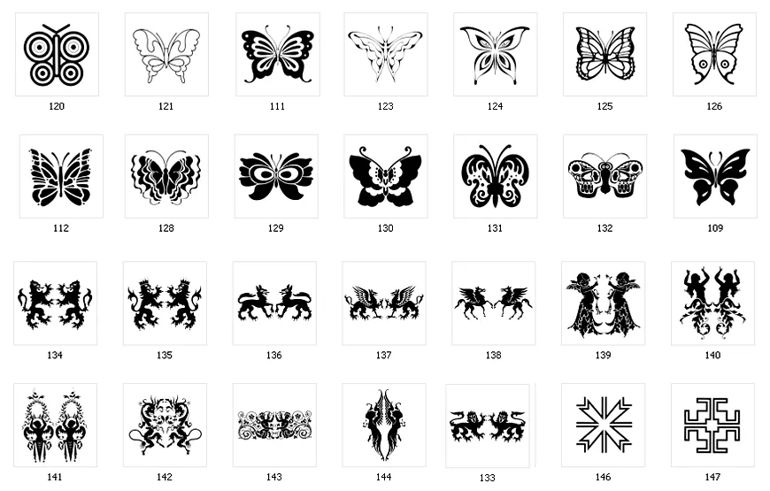 Decorative designs, butterfly, heraldic