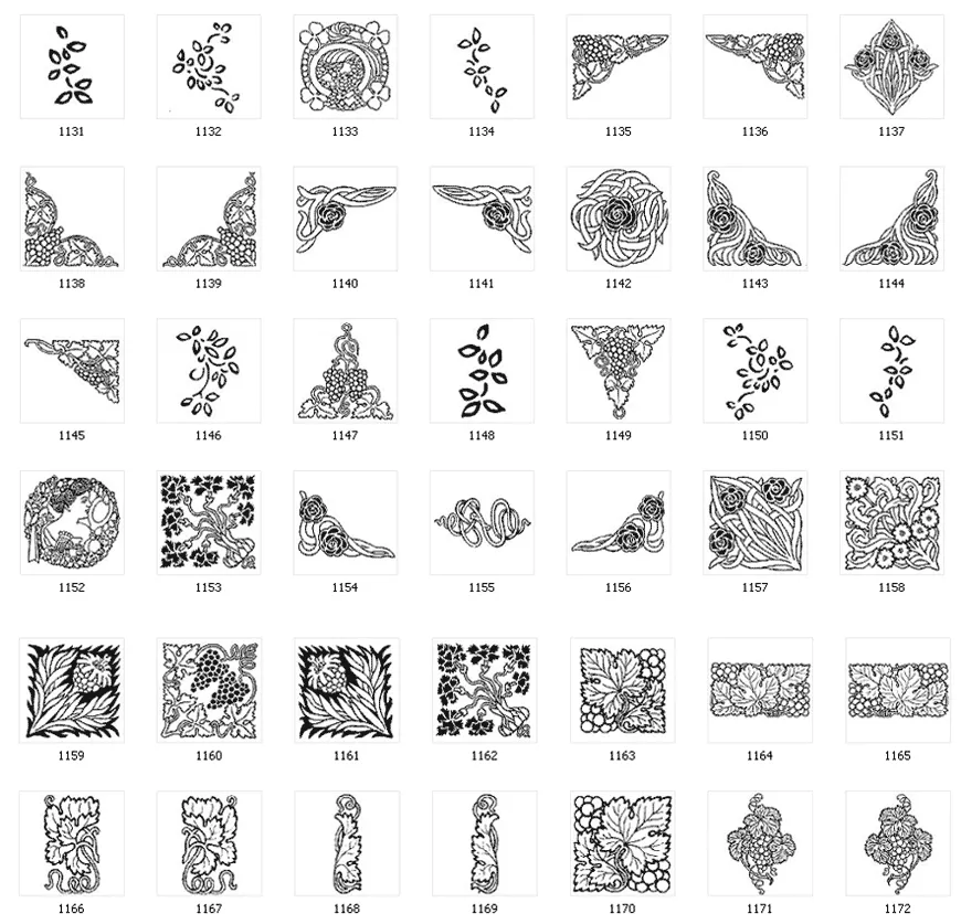 Decorative design elements, art nouveau, arts and crafts