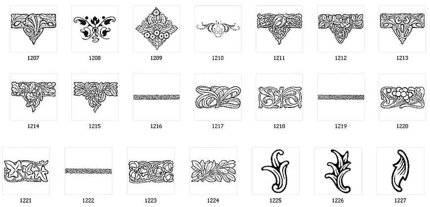 Decorative design elements, art nouveau