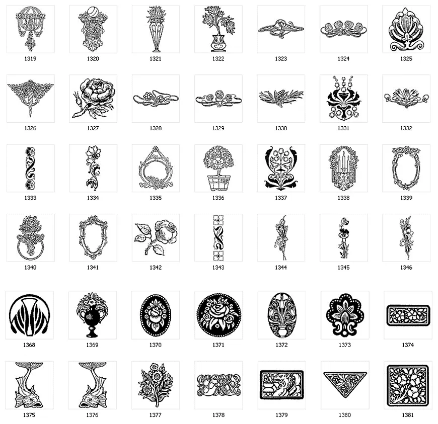 Decorative design elements, victorian