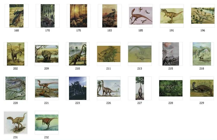 A selection of full colour dinosaur images for printing
