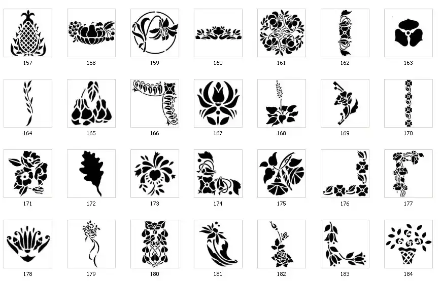 arious floral stencil motifs