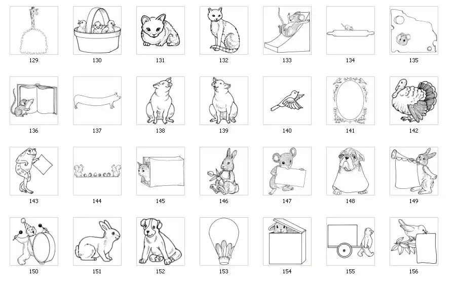 Fun animal designs chick, cat, dog, mouse, frog, giraffe