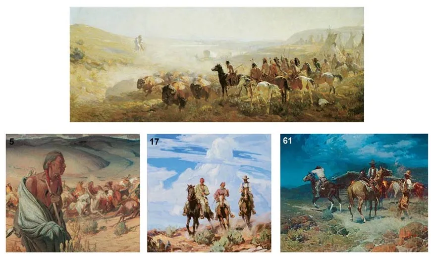 Collection of full colour wild west and American Frontier themed images