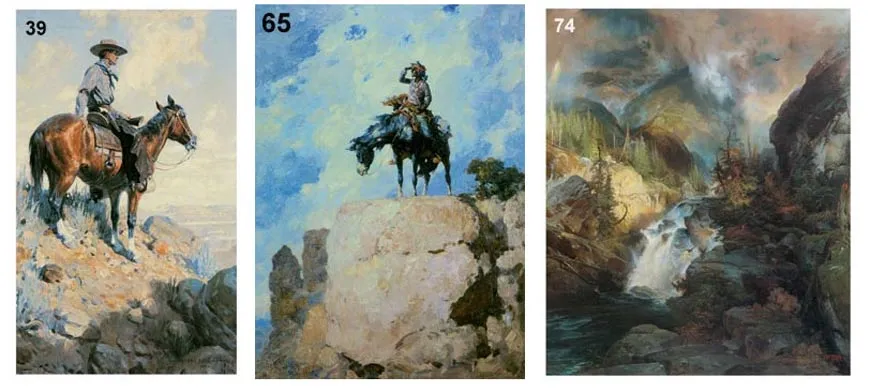 Full colour cowboy and American Wild West landscape images