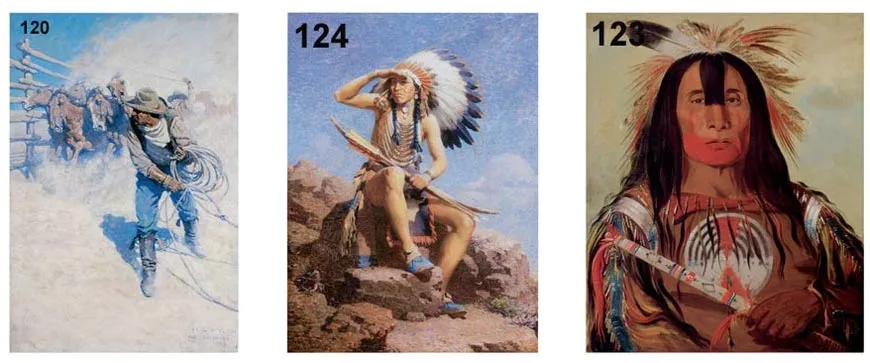 Full colour Wild West images, cowboys and native American Indians