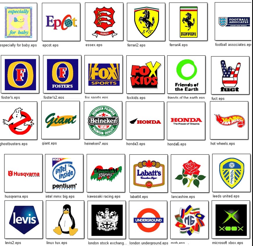 A selection of full colour world logos for famous brands and organisatons