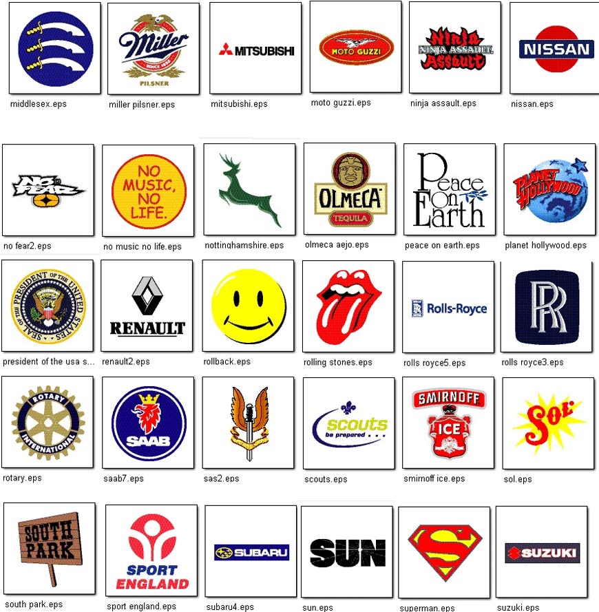 A selection of full colour world logos for famous brands and organisatons