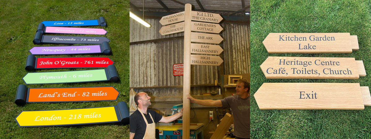 Directional arrow signs crafted in a range of materials at The Sign Maker. 