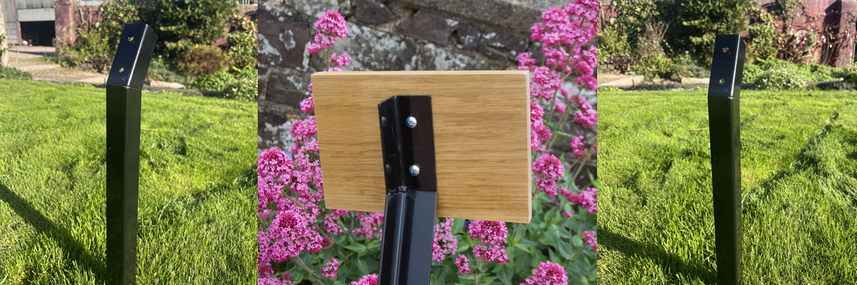 Angle Iron Stakes are a great choice for both wooden or corian plaques or backing boards. 