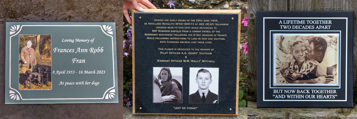 Corian memorials can have full colour photo plaques inset into them for a wonderful memorial tribute. 