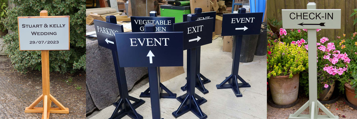 Free-standing event signage, crafted by The Sign Maker, Ideal for Weddings.
