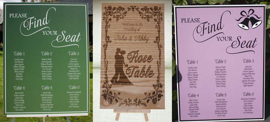 Unique Wedding Seating Plans to suit all styles of Weddings.