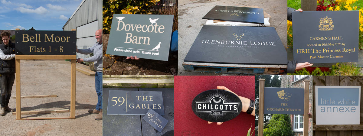 Stone or Corian makes a great no-maintenance option for business signs.